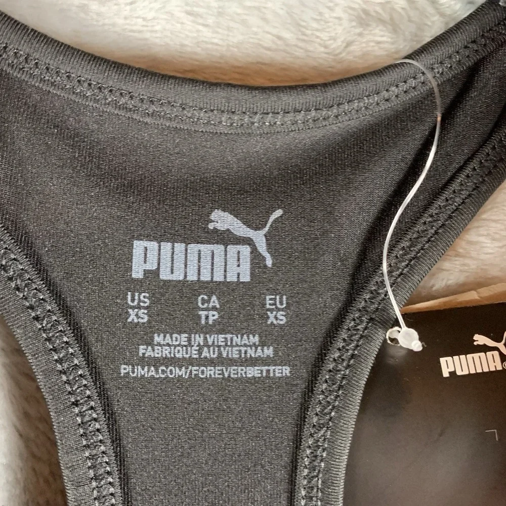 Puma Women's Sports Bra XS Black Pink Mid Impact Strong Drycell Moisture Wicking